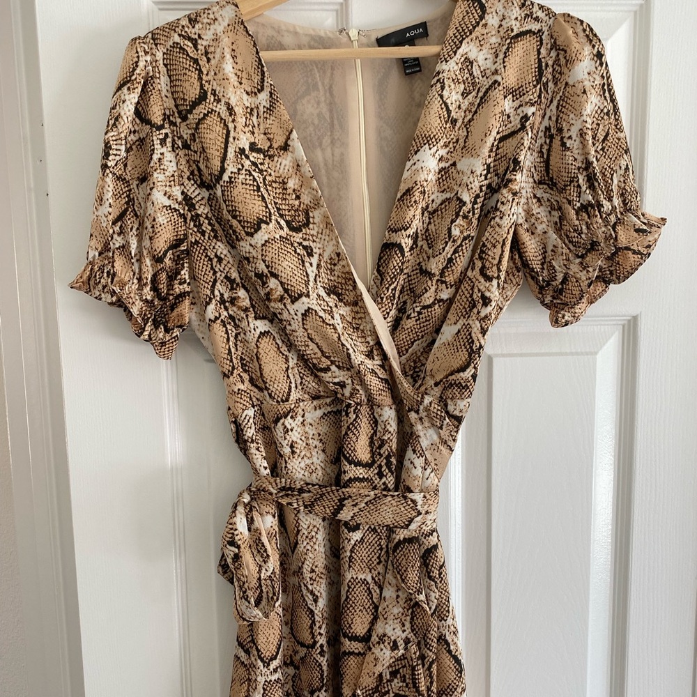 Aqua Animal Print Tie Dress
